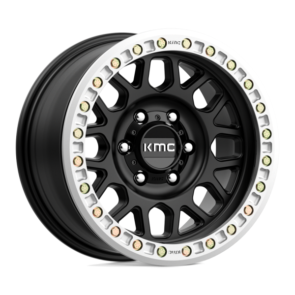 20" KMC WHEELS KM234 GRENADE DESERT BEADLOCK SATIN BLACK FINISH RIMS