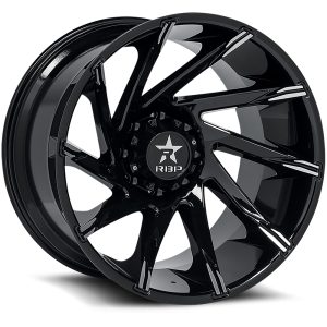 22x14" RBP WHEELS SPIKE 77R- CAST BLACK MACHINE TIPS FINISH RIMS ONLY 6x139/135 ET-76