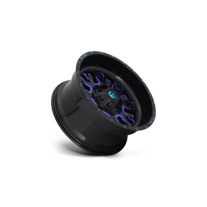 17" FUEL WHEELS D645 STROKE GLOSS BLACK WITH CANDY BLUE CROSSOVER SUV RIMS - Image 2