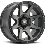 17" ICON WHEELS REBOUND TITANIUM BLACK LIP FINISH RIMS