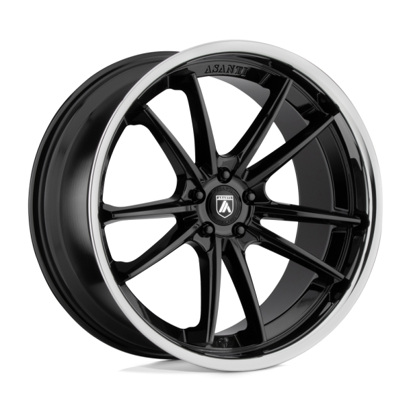 20" ASANTI BLACK LABEL WHEELS SIGMA GLOSS BLACK WITH CHROME LIP FINISH RIMS