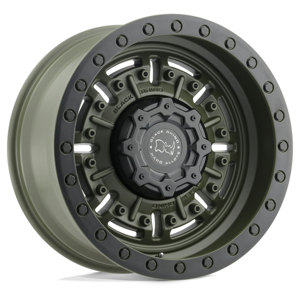 17" BLACK RHINO WHEELS ABRAMS OLIVE DRAB GREEN FINISH RIMS