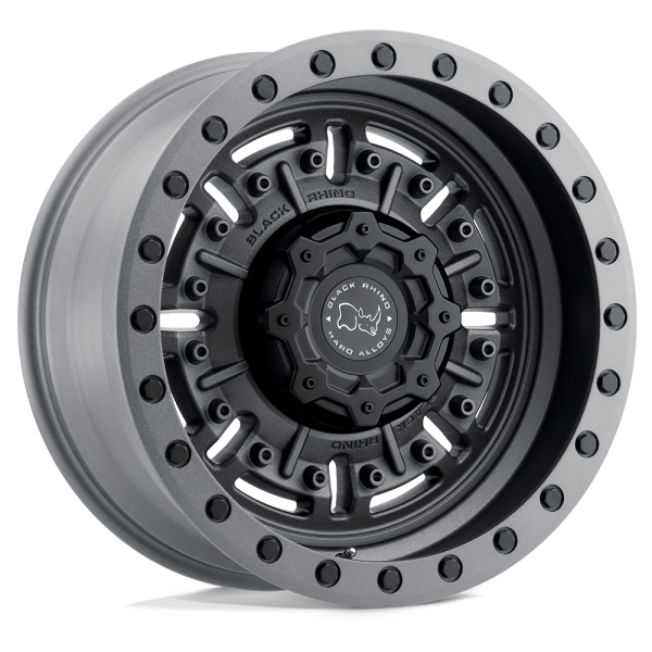 17" BLACK RHINO WHEELS ABRAMS TEXTURED MATTE GUNMETAL FINISH RIMS