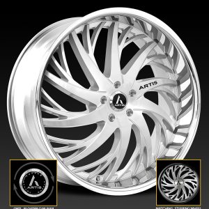 22" ARTIS PACKAGED DECATUR BRUSHED CHROME LIP FINISH RIMS