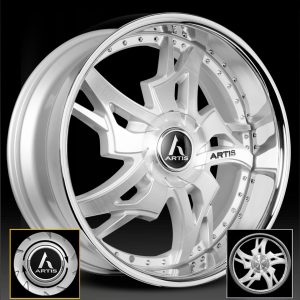 22" ARTIS PACKAGED LAREDO XL BRUSHED CHROME LIP FINISH RIMS
