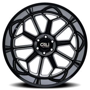 20" CALI WHEELS AUBURN 9117 GLOSS BLACK W/MILLED SPOKES FINISH RIMS - Image 3
