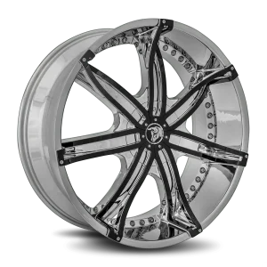 22" DIABLO WHEELS DNA CHROME BLACK INSERTS FINISH RIMS