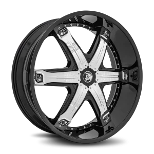 28" DIABLO WHEELS FURY BLACK CHROME INSERTS FINISH RIMS