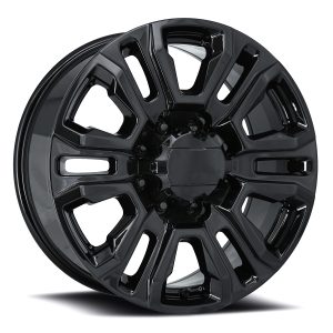 20" FACTORY REPRODUCTIONS WHEELS FR275 GM TRUCK 2500 GLOSS BLACK FINISH RIMS