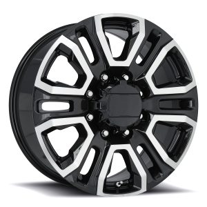 20" FACTORY REPRODUCTIONS WHEELS FR275 GM TRUCK 2500 GLOSS BLACK MACHINED FINISH RIMS