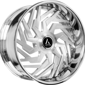 26" ARTIS FORGED JASPER BRUSHED FACE CHROME LIP XL FLOATING CAP FINISH RIMS