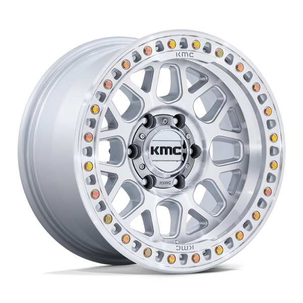 18" KMC WHEELS KM549 GRS GLOSS SILVER W/MACHINED FACE FINISH RIMS