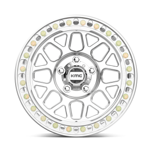 18" KMC WHEELS KM235 GRENADE CRAWL BEADLOCK MACHINED FINISH RIMS - Image 3