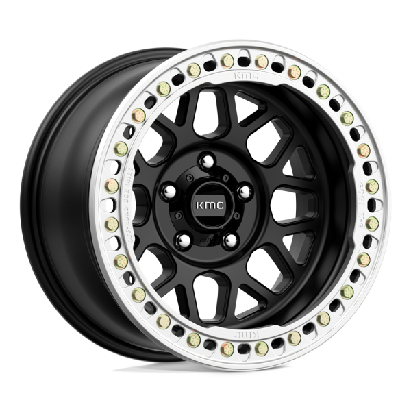 18" KMC WHEELS KM235 GRENADE CRAWL BEADLOCK SATIN BLACK FINISH RIMS