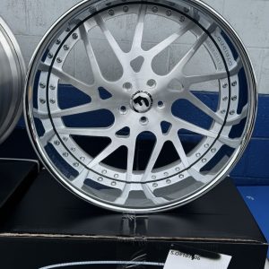 24X9/24X10" FORGIATO WHEELS D TWISTED MAGLIA BRUSHED FACE CHROME LIP FINISH RIMS 5X120