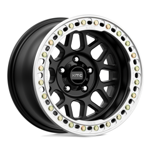 17" KMC WHEELS KM235 GRENADE CRAWL BEADLOCK SATIN BLACK FINISH RIMS