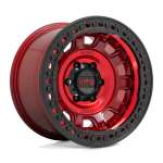 17" KMC WHEELS KM236 TANK BEADLOCK CANDY RED FINISH RIMS