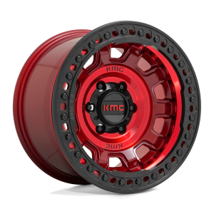 17" KMC WHEELS KM236 TANK BEADLOCK CANDY RED FINISH RIMS
