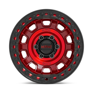 17" KMC WHEELS KM236 TANK BEADLOCK CANDY RED FINISH RIMS - Image 2