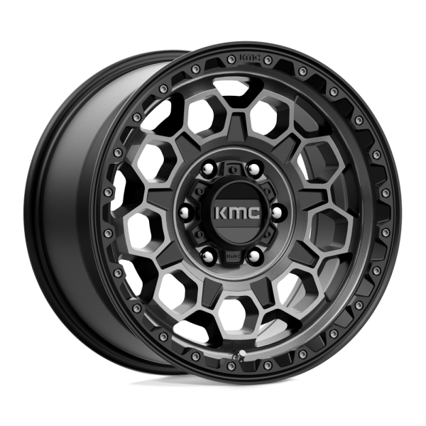 17" KMC WHEELS KM545 TREK SATIN BLACK WITH GRAY TINT CROSSOVER SUV FINISH RIMS