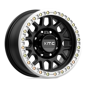 17" KMC WHEELS KM234 GRENADE DESERT BEADLOCK SATIN BLACK FINISH RIMS