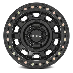 17" KMC WHEELS KM236 TANK BEADLOCK SATIN BLACK FINISH RIMS - Image 2