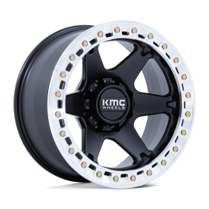 17" KMC WHEELS KM238 VI BEADLOCK SATIN BLACK MACHINED FINISH RIMS