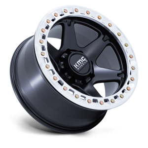 17" KMC WHEELS KM238 VI BEADLOCK SATIN BLACK MACHINED FINISH RIMS - Image 3