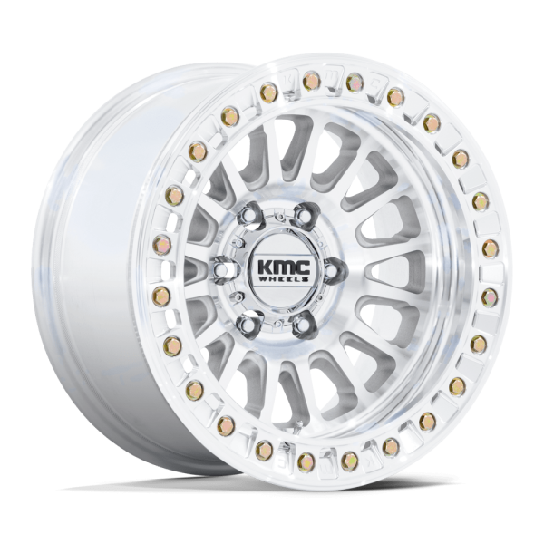 17" KMC WHEELS KM239 IMPACT BEADLOCK MACHINED FINISH RIMS