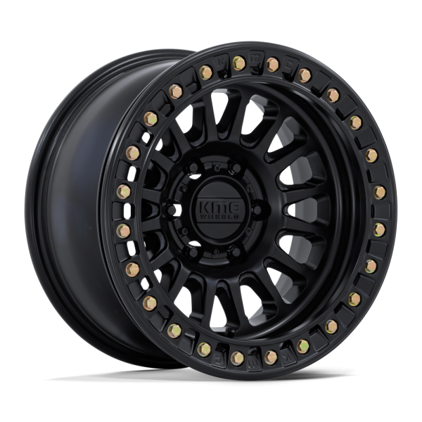 17" KMC WHEELS KM239 IMPACT BEADLOCK MATTE BLACK FINISH RIMS