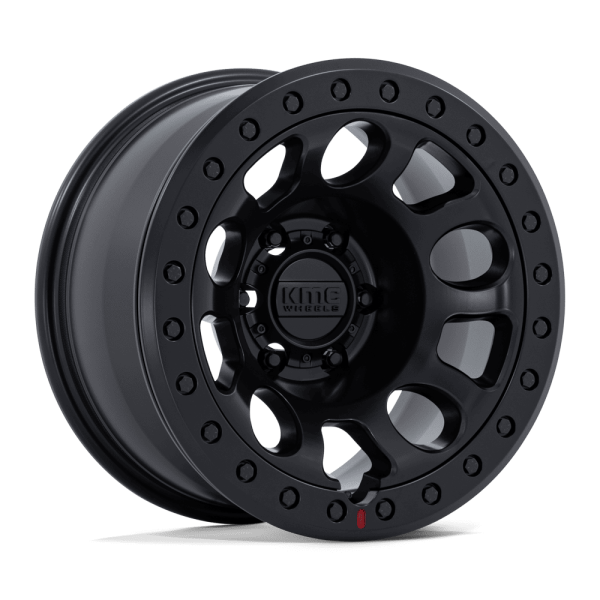 17" KMC WHEELS KM241 E25 BEADLOCK BLACK BLACKOUT FINISH RIMS