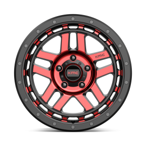 17" KMC WHEELS KM540 RECON GLOSS BLACK MACHINED WITH RED TINT FINISH RIMS - Image 2