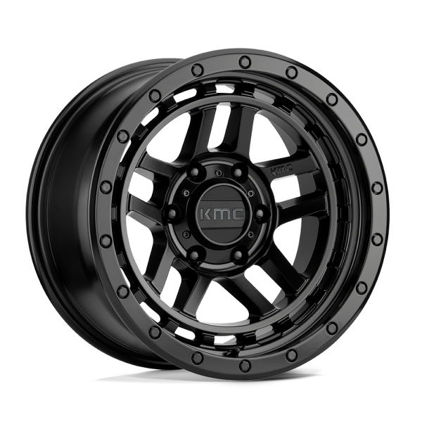 17" KMC WHEELS KM540 RECON SATIN BLACK FINISH RIMS