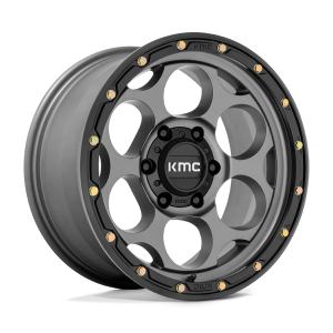 17" KMC WHEELS KM541 DIRTY HARRY SATIN GRAY WITH BLACK LIP FINISH RIMS