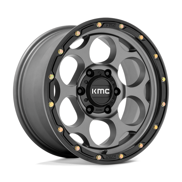 17" KMC WHEELS KM541 DIRTY HARRY SATIN GRAY WITH BLACK LIP FINISH RIMS