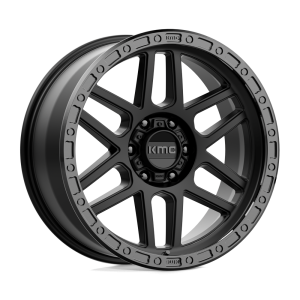 17" KMC WHEELS KM544 MESA SATIN BLACK WITH GLOSS BLACK LIP FINISH RIMS