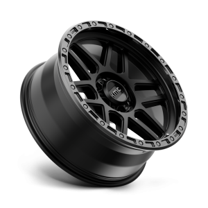 17" KMC WHEELS KM544 MESA SATIN BLACK WITH GLOSS BLACK LIP FINISH RIMS - Image 3