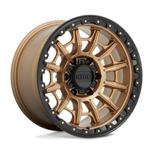 17" KMC WHEELS KM547 CARNAGE MATTE BRONZE WITH BLACK LIP FINISH RIMS