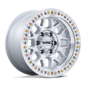 17" KMC WHEELS KM549 GRS GLOSS SILVER WITH MACHINED FACE FINISH RIMS