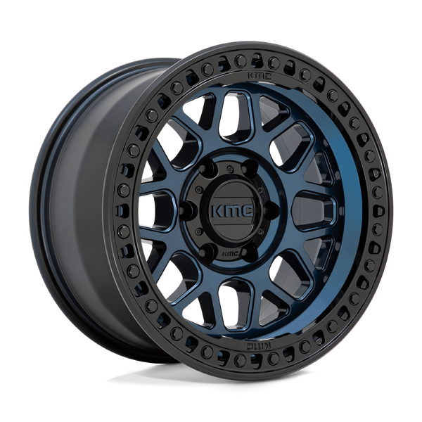 17" KMC WHEELS KM549 GRS MIDNIGHT BLUE WITH GLOSS BLACK LIP FINISH RIMS