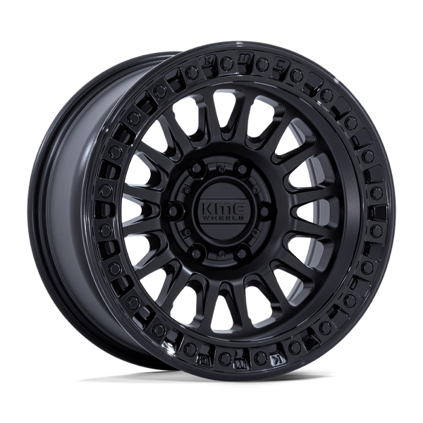 17" KMC WHEELS KM552 IMS MATTE BLACK WITH GLOSS BLACK LIP FINISH RIMS