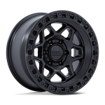 17" KMC WHEELS KM553 TORX MATTE BLACK WITH GLOSS BLACK LIP FINISH RIMS