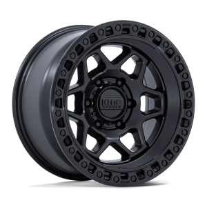 17" KMC WHEELS KM553 TORX MATTE BLACK WITH GLOSS BLACK LIP FINISH RIMS