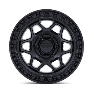 17" KMC WHEELS KM553 TORX MATTE BLACK WITH GLOSS BLACK LIP FINISH RIMS - Image 2