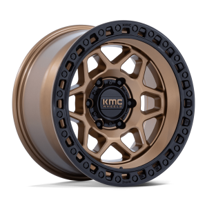 17" KMC WHEELS KM553 TORX MATTE BRONZE WITH GLOSS BLACK LIP FINISH RIMS