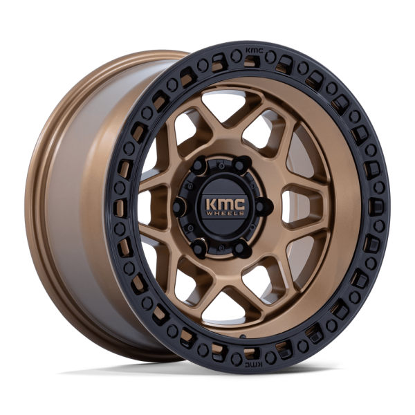 17" KMC WHEELS KM553 TORX MATTE BRONZE WITH GLOSS BLACK LIP FINISH RIMS