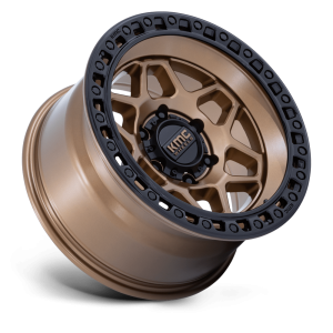 17" KMC WHEELS KM553 TORX MATTE BRONZE WITH GLOSS BLACK LIP FINISH RIMS - Image 3