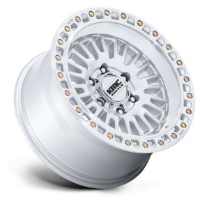 17" KMC WHEELS KM554 AZTEC GLOSS SILVER WITH MACHINED FACE FINISH RIMS - Image 3