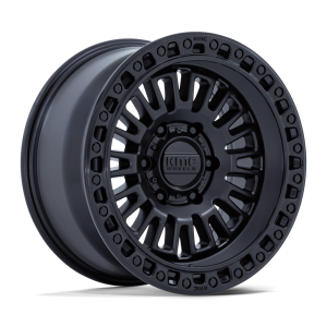 17" KMC WHEELS KM554 AZTEC MATTE BLACK WITH GLOSS BLACK LIP FINISH RIMS