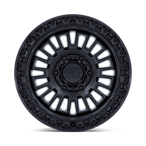 17" KMC WHEELS KM554 AZTEC MATTE BLACK WITH GLOSS BLACK LIP FINISH RIMS - Image 2